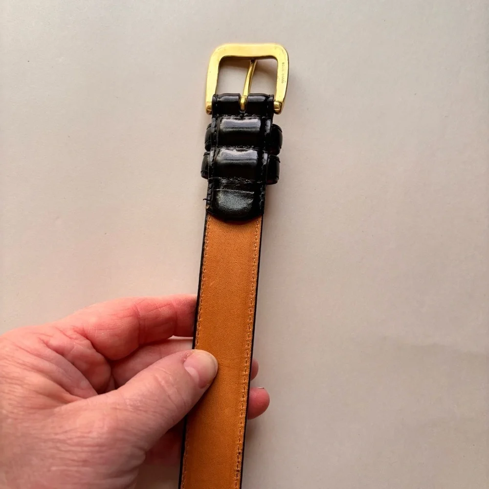 Liberty of London Men’s Leather Belt in Black, 42-105, Burnished Cowhide
